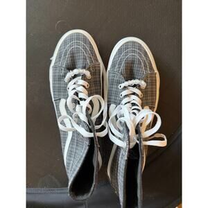 Women's Vans HighTop Gray, Black and White Plaid, GUC, Size 10